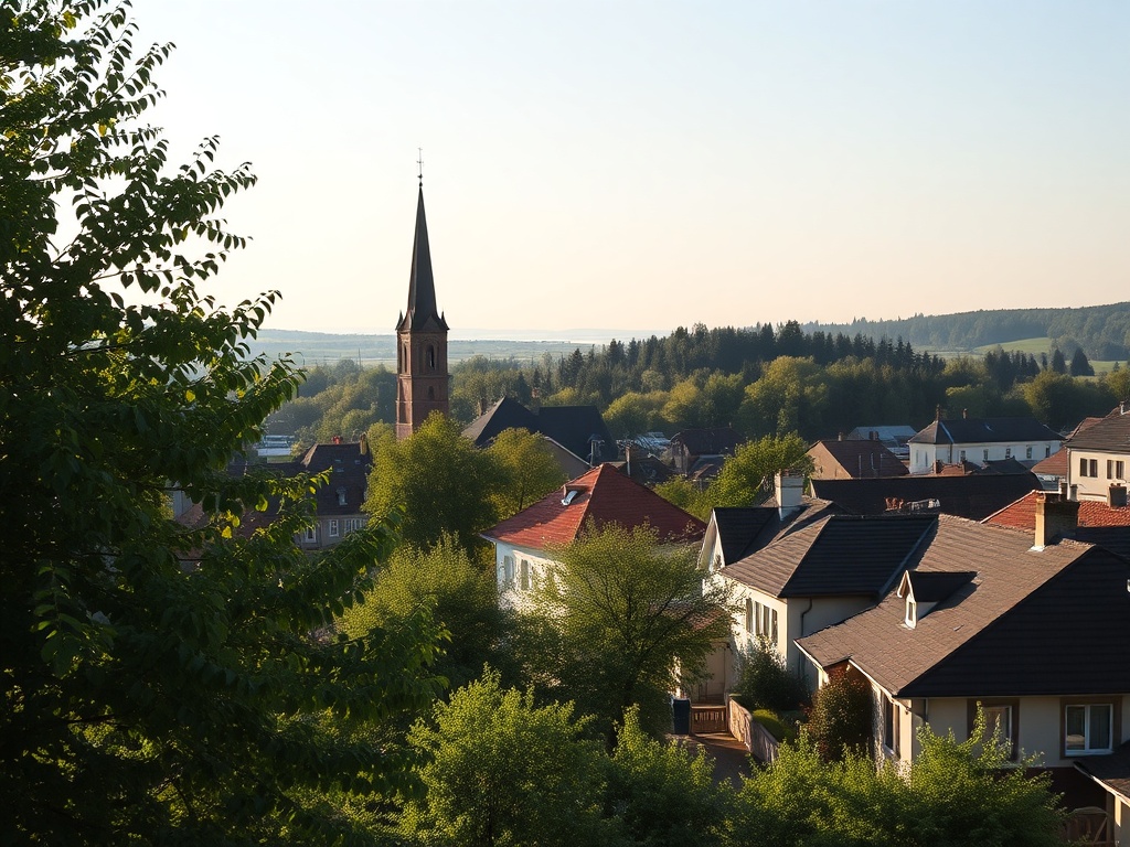 Bocian na gnieździe na dachu budynku w Lęborku, symbol wiosny i powrotu ptaków migracyjnych